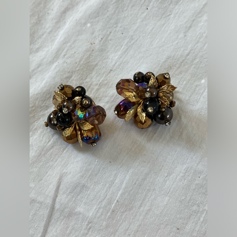 Vintage Vendome Copper Brown Clip On Earrings